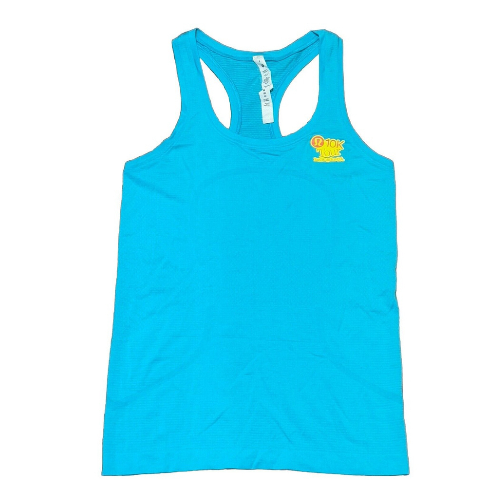 Lululemon Women Swiftly Tech Tank Size:6 Blue Preppy Preppy Logo Active